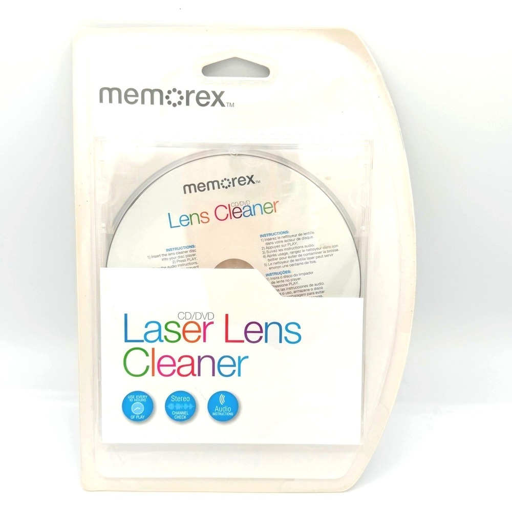 Memorex CD DVD Laser Lens Cleaner Disc 7 Sound Tests 100 Uses NEW Factory Sealed